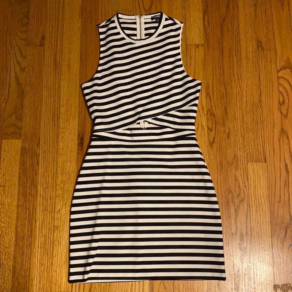 Black and white striped dress